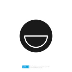 Poster - A simple black circle with a white smile-like shape inside, representing happiness or positivity.