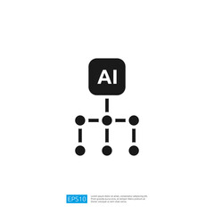 Poster - A minimalist graphic depicting an AI node connected to other nodes, symbolizing networked intelligence or data flow.
