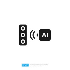 Poster - The image features a simple black icon of a traffic light and a signal symbol with AI text, suggesting a connection between traffic management and artificial intelligence.