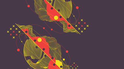 Aufkleber - Trendy abstract wireframe background. Modern science or technology art elements. Surface illustration.