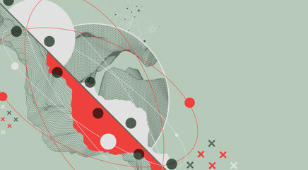 Aufkleber - Trendy abstract wireframe background. Modern science or technology art elements. Surface illustration.