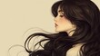 © heinng - Serene woman profile soft light flowing dark hair. AI Generated