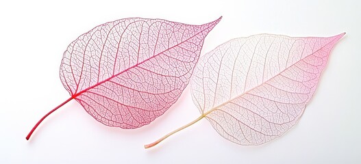 Poster - Two leaves are shown on a white background