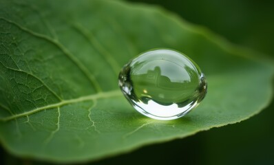 Canvas Print - Water droplet on a green leaf