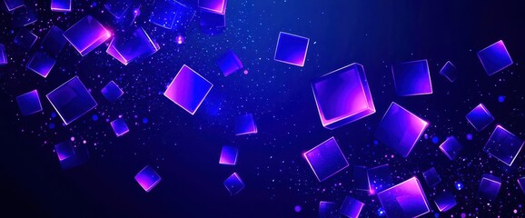 Wall Mural - Blue background with purple squares