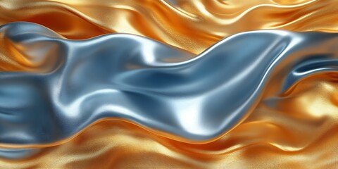 Wall Mural - Gold and silver silk fabric waves. Luxury textile background