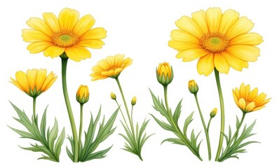 Canvas Print - Bright yellow daisies blooming in spring