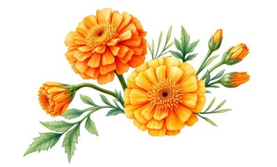 Wall Mural - Vibrant orange marigold flowers in bloom