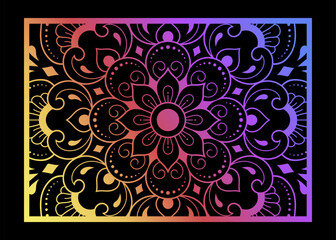 Wall Mural - color decorative panel with circular pattern in form of mandala with flower for decoration or print.
