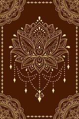 Wall Mural - seamless decorative ornament in ethnic oriental style. lotus flower and mandala for henna, mehndi, t