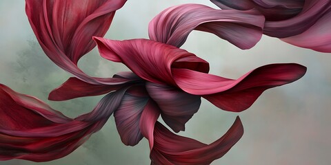 Wall Mural - Abstract red fabric swirls, artistic design, soft background, website banner