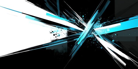 Wall Mural - Abstract blue, white, black lines; digital art background; website design