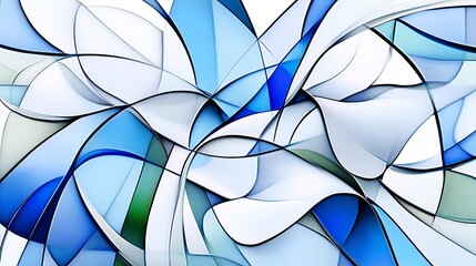 Wall Mural - Abstract Blue Swirls Dynamically Intertwine Cool Light. AI Generated