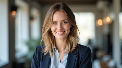 Wall Mural - portrait of a smiling business woman in the office