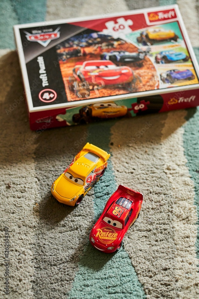 Mattel Cruz Ramirez and Lightning McQueen on a Trefl Disney Pixar Cars ...