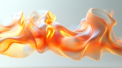 Poster - Bright orange and white fabric swirls gracefully, creating a mesmerizing flow that draws the eye, evoking a sense of motion and fluidity