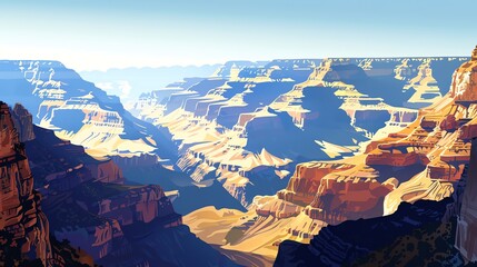 Wall Mural - A stylized illustration of the Grand Canyon.