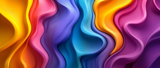 Poster - Swirls of colors intertwine in a dynamic display, showcasing vibrant shades of pink, purple, blue, yellow, and orange in an abstract formation