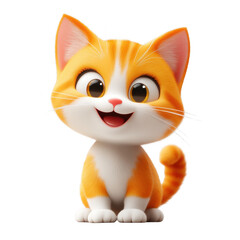 Naklejka na meble 3D cute happy funny cat character isolated on white background