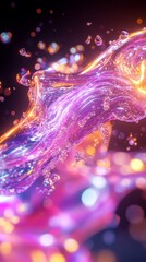 Poster - Swirling fluid showcases an array of vibrant colors and dazzling reflections, creating a mesmerizing visual experience filled with lively water droplets
