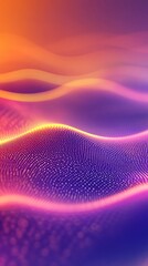 Poster - Fluid lines of vibrant colors flow in waves, reflecting light in a digital landscape that evokes a sense of depth and movement during dusk