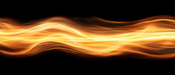 Poster - Golden flames dance and flicker in a dark environment, creating a striking visual of energy and warmth, capturing the essence of fire in motion