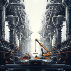 Poster - architectural sketch of a modern construction of a building of the future . Generative AI