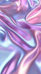 Poster - A beautiful fabric with a shiny, iridescent texture showcases gentle waves of pastel pink and blue. Light reflects subtly, enhancing its elegance
