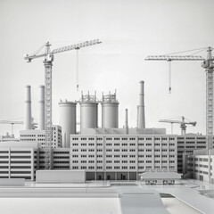 Poster - 3d model of industrial complex without textures white background . Generative AI