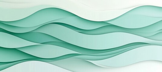 Poster - Abstract Wave Background in Light Mint and Seafoam Gradient, Serene and Flowing 3d Pattern