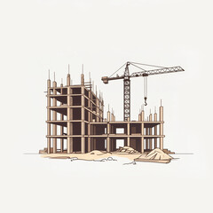 Poster - architectural sketch of a modern construction of a building of the future . Generative AI