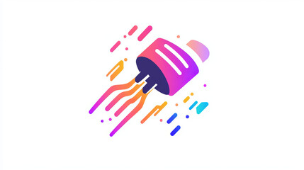 Poster - Fiber optic cable icon. Isolated vector emblem with colorful dynamic wire linea in blue circle. Symbol of high-speed internet connection, telecommunication, data traffic transmission and connectivity