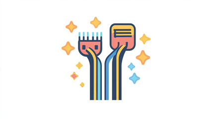 Poster - Fiber optic cable icon. Isolated vector emblem with colorful dynamic wire linea in blue circle. Symbol of high-speed internet connection, telecommunication, data traffic transmission and connectivity