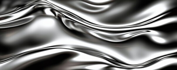 Abstract silver wave design with a chrome effect. 