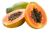 whole papaya with one half isolated on transparent background png