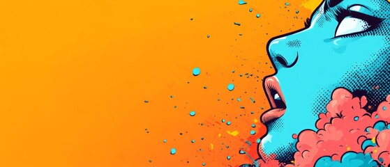 Poster - A striking illustration captures a woman's profile with bold colors and dynamic splashes, emphasizing creativity and emotion against an orange backdrop