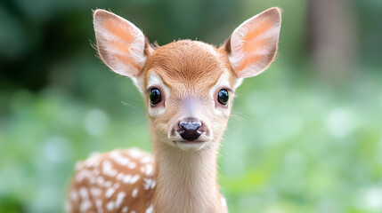 Wall Mural - Fawn portrait, forest background, wildlife, nature (15)