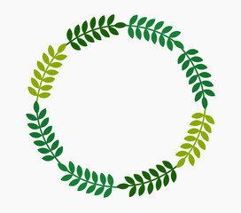 Wall Mural - green leaves wreath natural border.spring leaf circle design element. vector illustration.