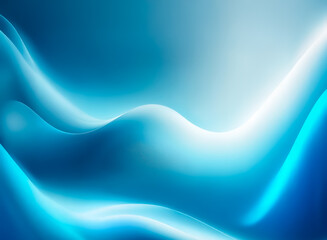 Poster - A mesmerizing abstract background featuring smooth, flowing waves in shades of blue and white, creating a serene and luminous visual texture.