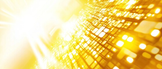 Aufkleber - Abstract golden light pattern with glowing squares creating a sense of depth and texture, ideal for backgrounds in design projects