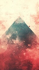Poster - A stunning abstract composition showcases a pyramid with a textured surface, surrounded by a mix of colors that evoke a mystical atmosphere