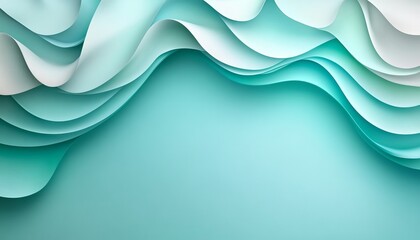 Poster - Abstract Elegant Minimalist Background, Pale Green Gradient Pattern, Delicate Wavy Texture
