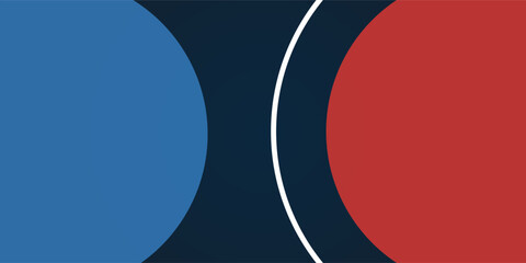 Poster - Minimalist abstract geometric design with bold red, blue, and white colors. A modern, dynamic composition with curved shapes and strong contrasts, ideal for backgrounds, branding, and digital art.