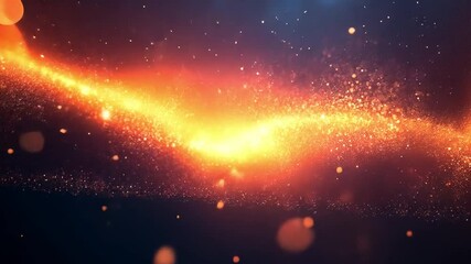 Poster - Cosmic Spark: An abstract swirl of glittering orange and yellow particles explodes into a radiant glow, evocative of distant galaxies or an energetic burst of light.