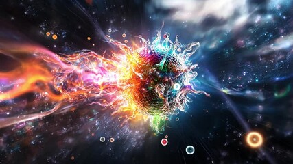 Poster - Colorful explosion of energy in a cosmic sphere captured in stunning detail