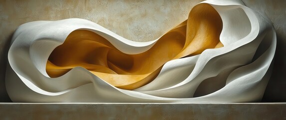 Poster - An abstract sculpture featuring smooth curves and contrasting colors, representing fluidity and creativity in modern design.