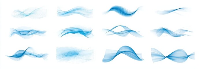 Poster - Curved blue wave lines suitable for presentations, article and publication illustrations focusing on technological trends and innovations, and technological magazine covers. Highlighted with a gentle