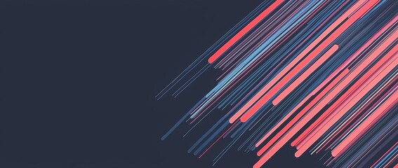 Fototapete - A dynamic 3D abstract illustration featuring high-speed light trails, rendered in red and blue, symbolizing fast movement and modern technology against a futuristic backdrop