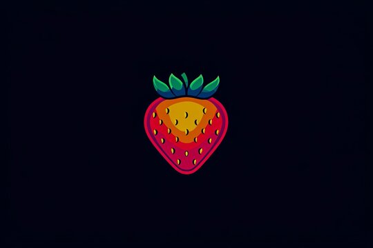 Fresh strawberry flat minimalist logo design.