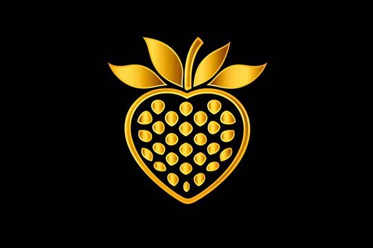 Fresh strawberry flat minimalist logo design.